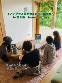 イノチグラス説明会&カラー体験会
in 屋久島　Amana♾️Space

癒しの空間に在るという幸福✨💕

ご縁に感謝🍀✨

#イノチグラス
#屋久島
#身体と心に聴いて作るメガネ